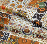 Digitally Printed Fabric with Ethnic Patchwork Pattern